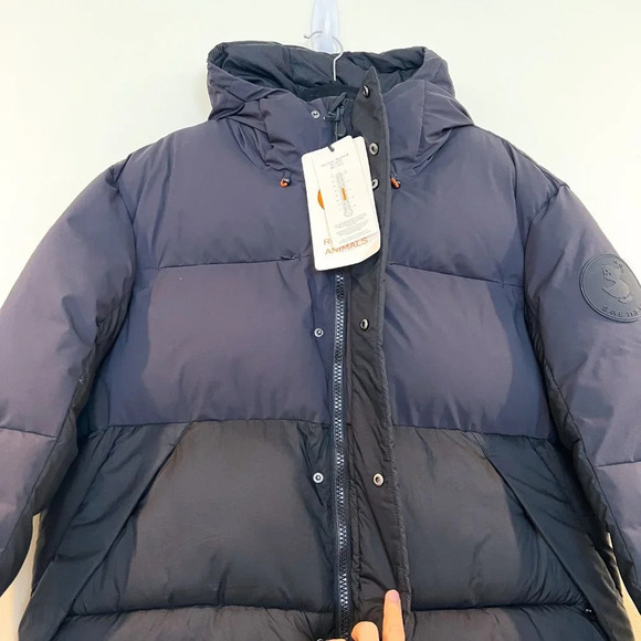 Save the Duck Plumtech Calvin Vegan Black Hooded Outdoor Winter Puffer Coat XL - Picture 8 of 15